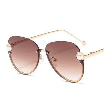 New Metal Pearl sončna Očala Dame Pol-okvir sončna Očala Evropski in Ameriški Dekorativne Barve Očala Modni Trend 14968