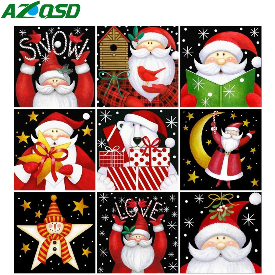 AZQSD Božič Diamond Slikarstvo Santa Claus Navzkrižno Šiv Ročno Diamond Vezenje Risanka Full Kvadratnih/Krog Vaja Doma Dekor 5
