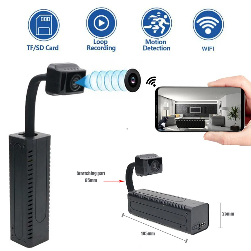 Mini Kamera, Wifi Realnem času Nadzora 1080P HD IP Kamere AI Človeško Zaznavanje Zanke Snemanje Mikro Webcam Kamero 2