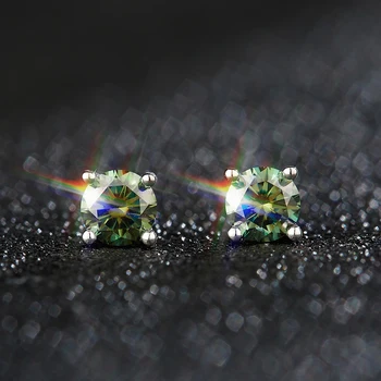 BOEYCJR S925 4 kremplji 0.5/1/1.5/2ct modro zeleno Moissanite VVS1 Fine Nakit Diamantni Stud Uhan Z gra certifikat za Ženske 5