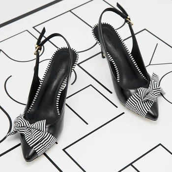 Jeseni leta 2020 moda moda eno čevlji žensk nazaj prazno plitvo visokih petah žensk stiletto opozoril lok čevlji 2