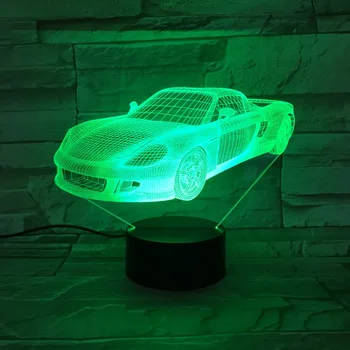 Športni dirkalnik 3D Lučka Poleg Noč Luči LED Žarnice Multicolor RGB Flash Zbledi Božična Darila Fo Človek, Fant, Otroci, Dom Deocr 1