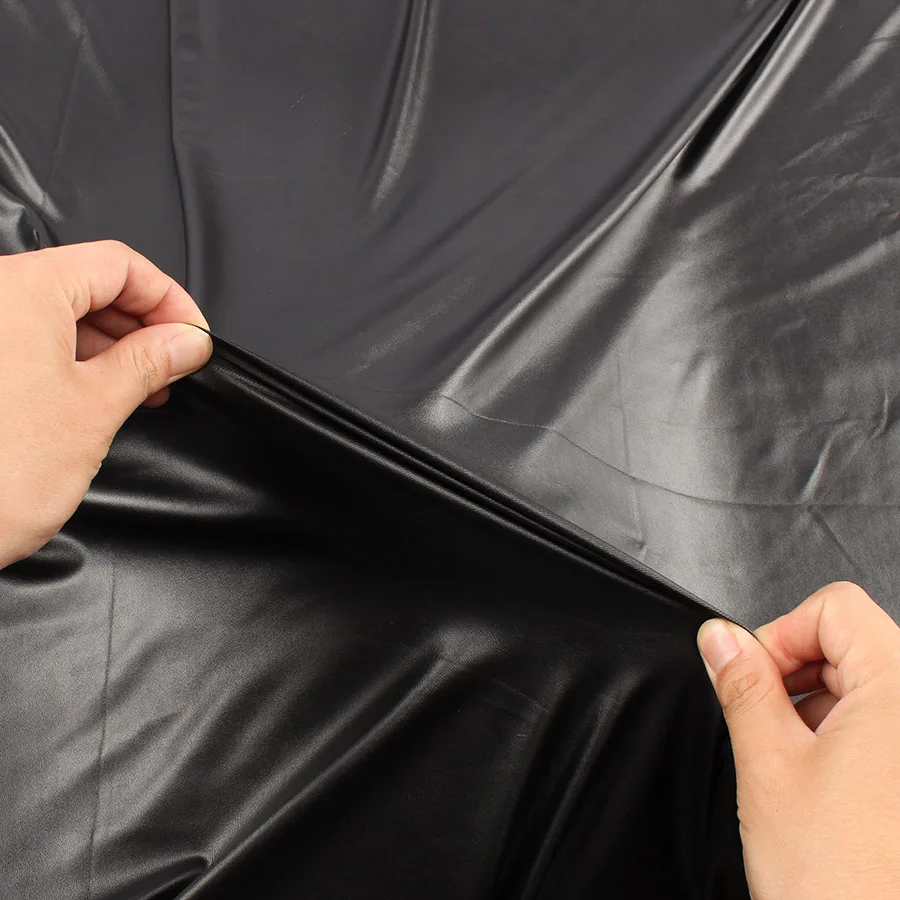 Visoko Stretch Elastična Črna Faux Usnja PU materiala material za oblačila, kratke hlače, Pletene spandex podloga 0