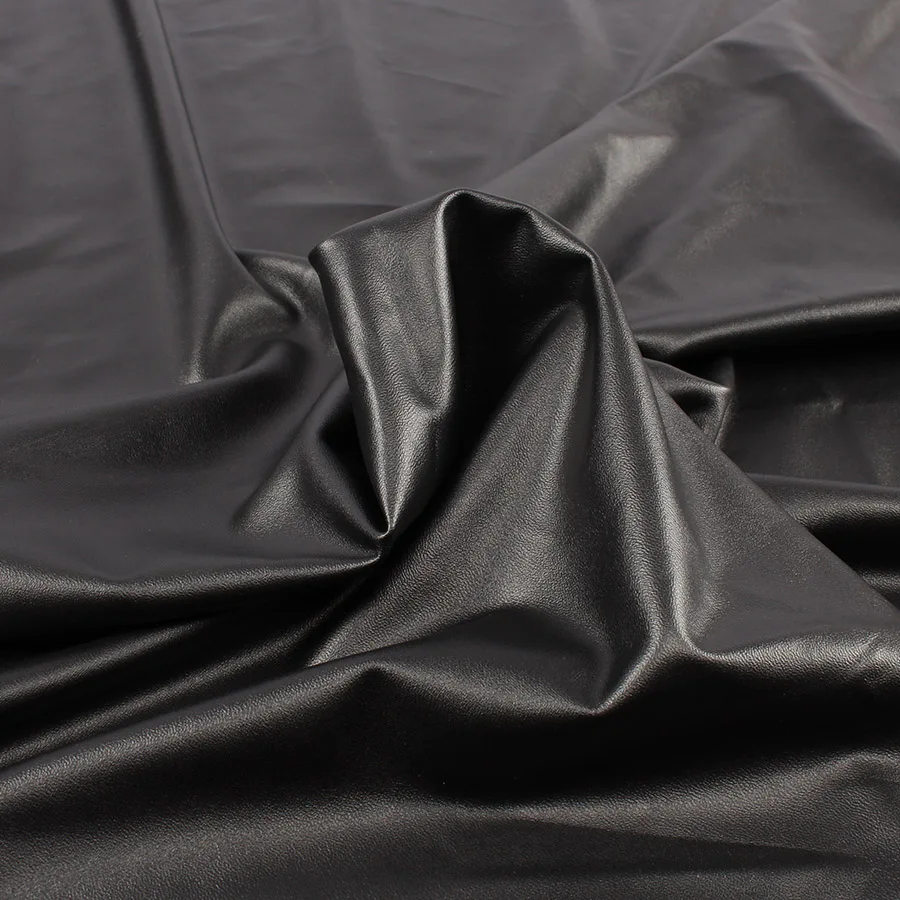 Visoko Stretch Elastična Črna Faux Usnja PU materiala material za oblačila, kratke hlače, Pletene spandex podloga 3