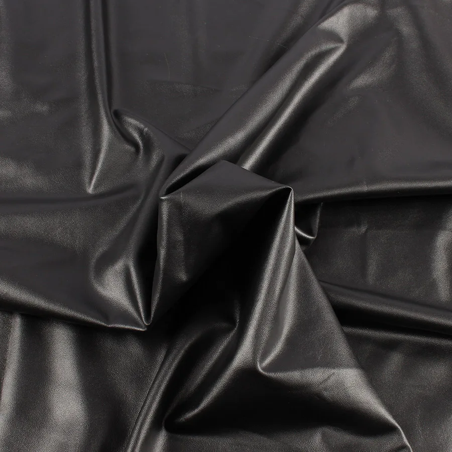 Visoko Stretch Elastična Črna Faux Usnja PU materiala material za oblačila, kratke hlače, Pletene spandex podloga 5