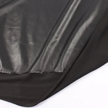 Visoko Stretch Elastična Črna Faux Usnja PU materiala material za oblačila, kratke hlače, Pletene spandex podloga 4