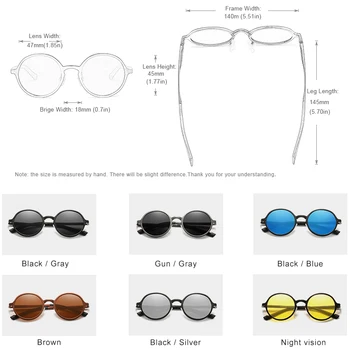 KINGSEVEN Moške Polarizirana Očala Steampunk Okrogla sončna Očala Retro Moški Ženske sončna Očala Za Moške Vintage Stilu 5