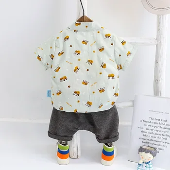 Poletje Baby Otroci Baby Boy ' s Kompleti Oblačil 2 Kos Natisni T-shirt majica + Hlače za Malčke Fant in dekliške Obleke, Otroci Oblačila 3