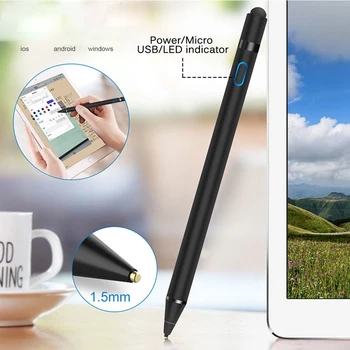 Pisalo za Pritisnite Sns ponovno Polnjenje 1,5 mm Fina Točke Pametno Pisalo za iPhone Huawei Xiaomi Tablet (Bele) 1