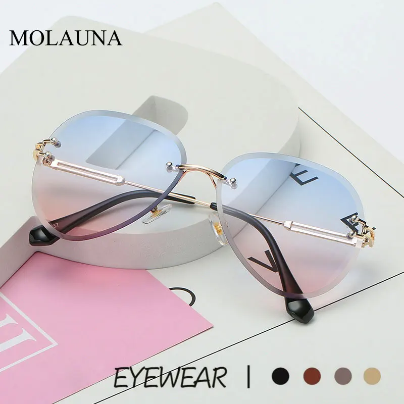 2020 Novo blagovno Znamko Design Letnik Rimless Pilotni sončna Očala Ženske Retro Rezanje Objektiv Gradient sončna Očala Za Žensko Oculos UV400 5