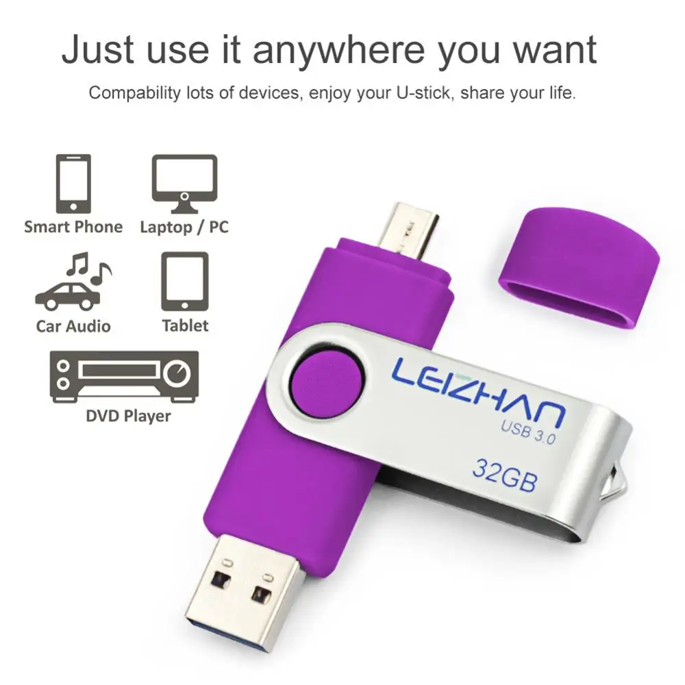 LEIZHAN 128gb OTG USB flash drive 3.0 za android mikro pendrive Foto Palico za Samsung Galaxy S7/S6/S5/S4 32gb 64gb 8gb 16gb 5