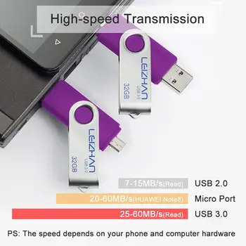 LEIZHAN 128gb OTG USB flash drive 3.0 za android mikro pendrive Foto Palico za Samsung Galaxy S7/S6/S5/S4 32gb 64gb 8gb 16gb 3