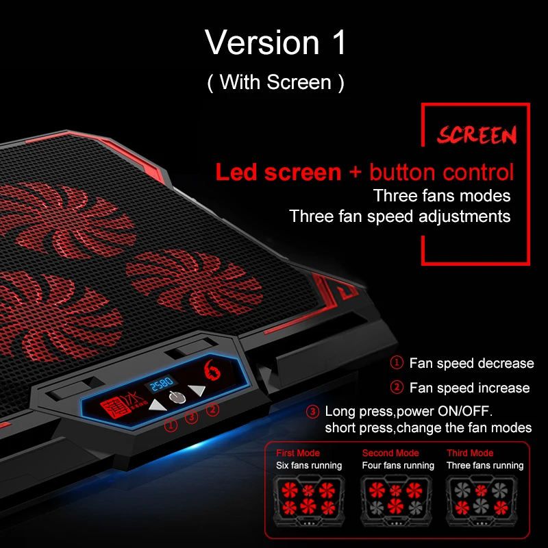 COOLCOLD 17inch Gaming Laptop Hladilnik Šest Fan Led Zaslon Dveh Vrata USB 2600RPM Prenosnik za Hlajenje Pad Zvezek Stojalo za Prenosnik 5