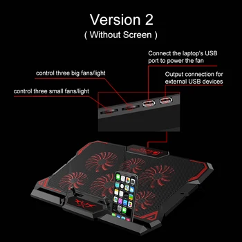 COOLCOLD 17inch Gaming Laptop Hladilnik Šest Fan Led Zaslon Dveh Vrata USB 2600RPM Prenosnik za Hlajenje Pad Zvezek Stojalo za Prenosnik 2