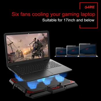 COOLCOLD 17inch Gaming Laptop Hladilnik Šest Fan Led Zaslon Dveh Vrata USB 2600RPM Prenosnik za Hlajenje Pad Zvezek Stojalo za Prenosnik 3