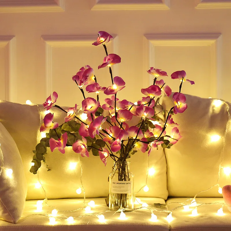 LED simulacije flower fairy niz luči ponaredek cvet veje Božični venec poročni Valentinovo primeru stranka dekoracijo 4