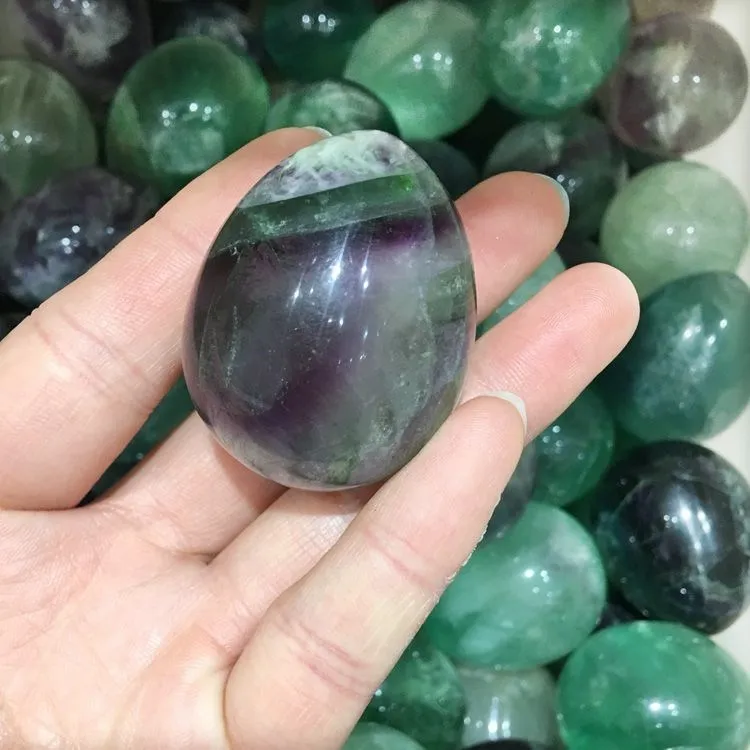 Fluorite Kristalni Kamen Jajce Mineralnih Rock Gemstone, Kitajska 45 mm 2