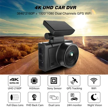 Sony IMX415 4K Dash Cam Gesto Foto WiFi Avto Kamera Dashcam 3840*2160P 30FPS Ultra HD Video Snemalnik DVR GPS Tracker Dashcam 0