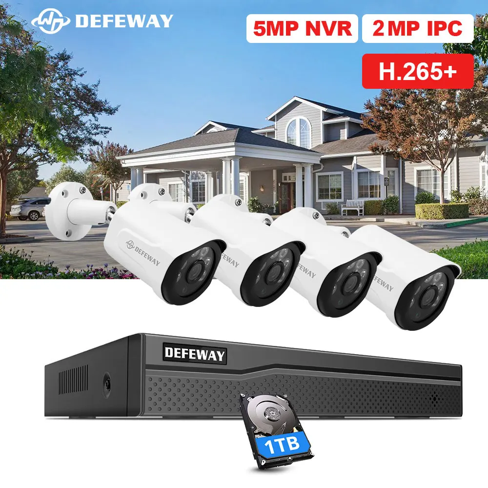 5MP H. 265+ 4/8CH POE NVR Komplet Varnostne Kamere CCTV Sistema 4Pcs 2MP, Avdio Snemanje IP Kamero Alarm, Daljinski Video Nadzor NVR Set 1