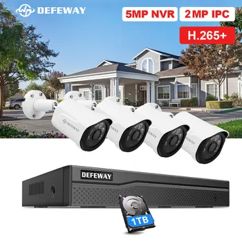 5MP H. 265+ 4/8CH POE NVR Komplet Varnostne Kamere CCTV Sistema 4Pcs 2MP, Avdio Snemanje IP Kamero Alarm, Daljinski Video Nadzor NVR Set 1