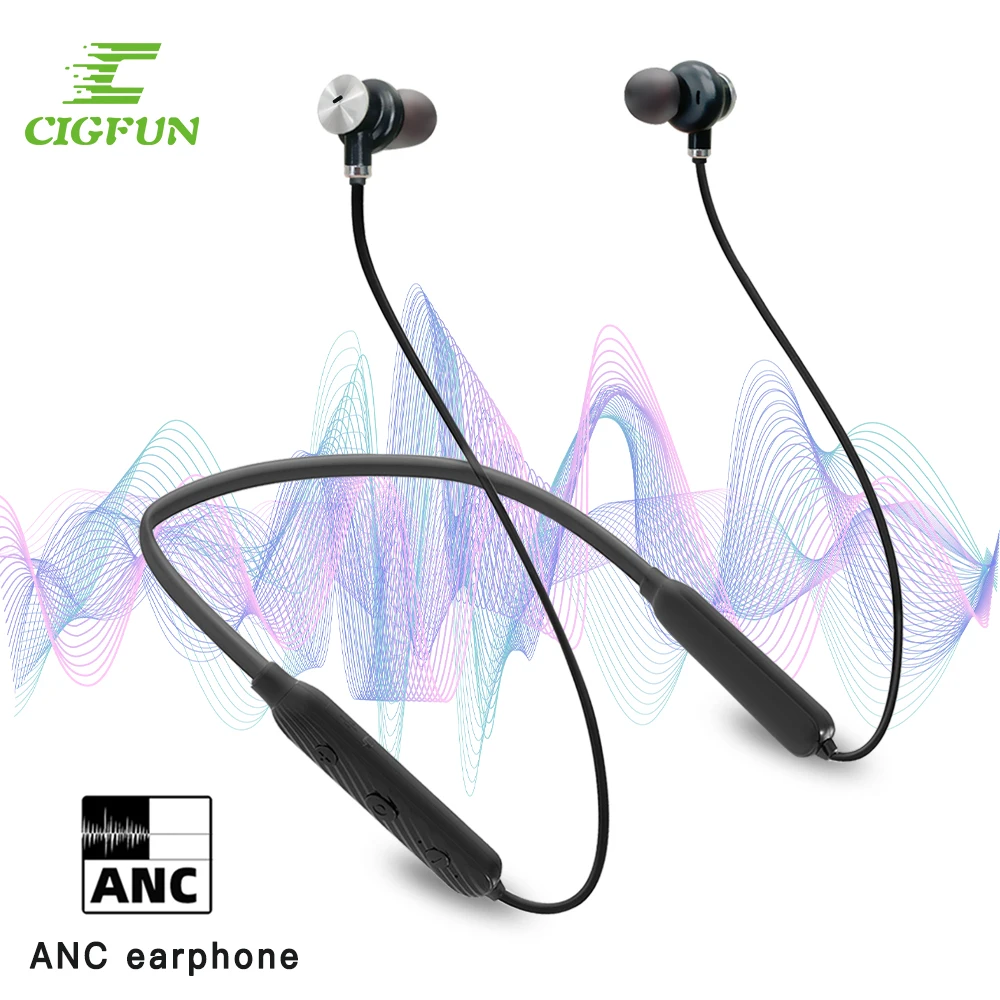 Cigfun ANC Bluetooth Slušalke Neckband Aktivno odstranjevanje Preklic Brezžične Stereo Čepkov Šport Vodotesne Slušalke za Pametni Telefon 3