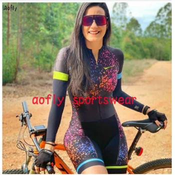 20colors aofly žensk dolgo oplaščeni skinsuit Lycra tkanine go pro team kolesarski jumpsuit Pro team triatlon roadbike mtb oblačila 16299