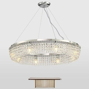 Sodobna obroč LED kristalni lestenec restavracija dnevna soba chrome roundchandelier lučka romantično moda Nordijska razsvetljavo 2