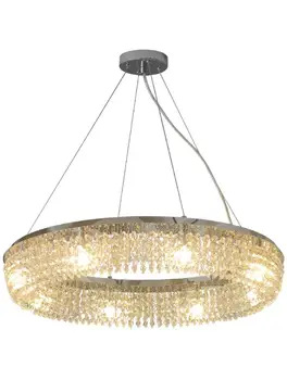 Sodobna obroč LED kristalni lestenec restavracija dnevna soba chrome roundchandelier lučka romantično moda Nordijska razsvetljavo 5