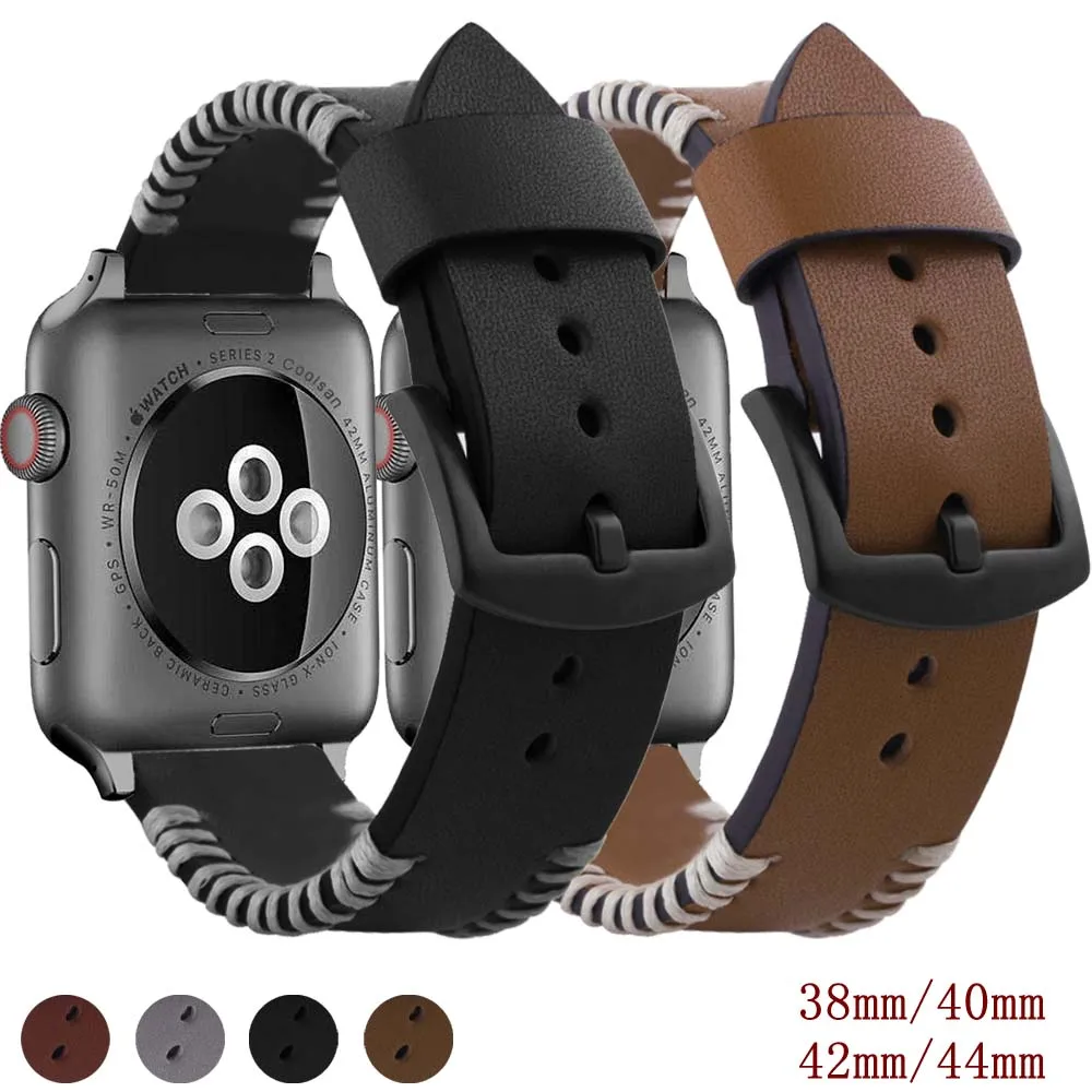 Visoka kakovost Pravega Usnja Watch Band Za Apple ura 5 4 Moški Gledajo Pasu Trak za iWatch 5 4 38/40 mm Manšeta Zapestnico, 42/44 0