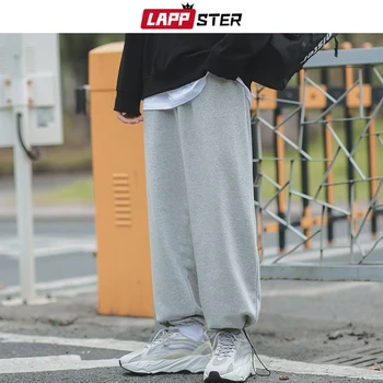 LAPPSTER Moških Japonski Ulične Sweatpants 2020 Mens Črna Trdna Joggers Hlače Moški korejskem Slogu Harajuku Vrečasta Track Hlače 5XL 5