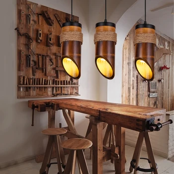 Retro Ameriški stil kmečko ustvarjalne bar, restavracija oltarja hodnik konoplja vrv bambusa Lestenec YHJ020719 0
