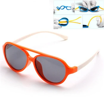 Nova Moda Otroke Silikonski Polarizirana sončna Očala Fantje in Dekleta Retro UV400 Prilagodljiv Cat Eye Color Pilotni Očala Goggle 43mm 1660