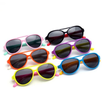 Nova Moda Otroke Silikonski Polarizirana sončna Očala Fantje in Dekleta Retro UV400 Prilagodljiv Cat Eye Color Pilotni Očala Goggle 43mm 1