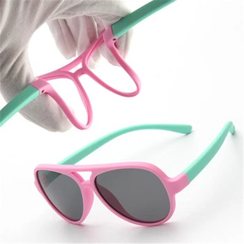 Nova Moda Otroke Silikonski Polarizirana sončna Očala Fantje in Dekleta Retro UV400 Prilagodljiv Cat Eye Color Pilotni Očala Goggle 43mm 3