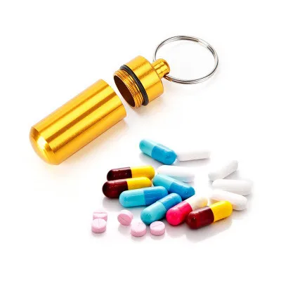 8Pcs Mini Tabletke Primeru Nepremočljiva Tablete Nakit Skrivnost Polje Steklenico Imetnika Aluminija Keychain Vsaka Barva 1Pcs 0