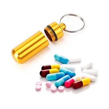8Pcs Mini Tabletke Primeru Nepremočljiva Tablete Nakit Skrivnost Polje Steklenico Imetnika Aluminija Keychain Vsaka Barva 1Pcs 1667