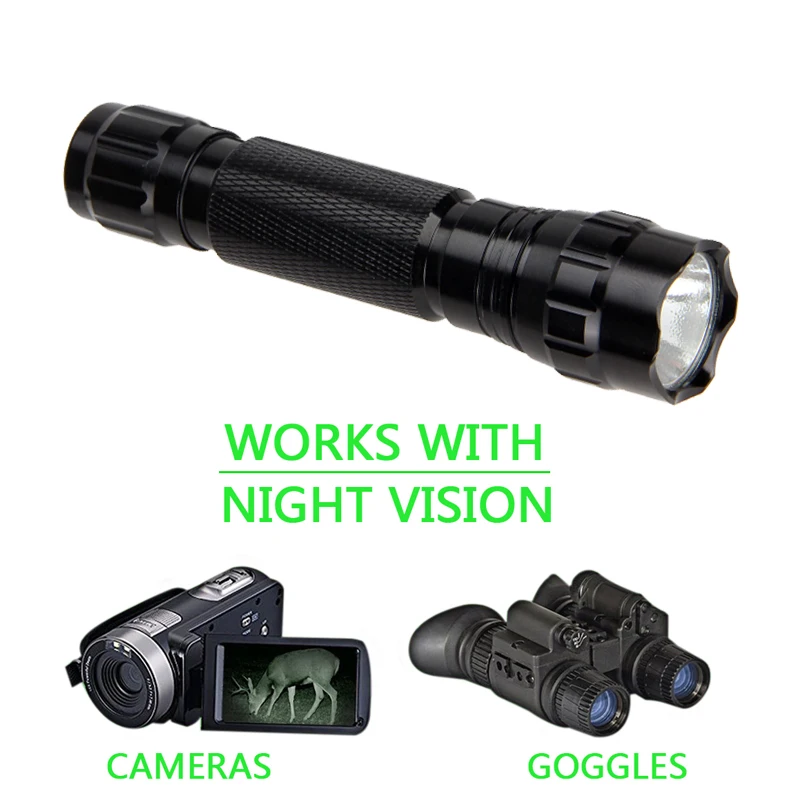 IR 850nm LED Lov Svetloba, Infrardeče Sevanje Night Vision Taktično Orožje Puško, Pištolo pod-sod Svetilka 18650 Polnilnik USB 5