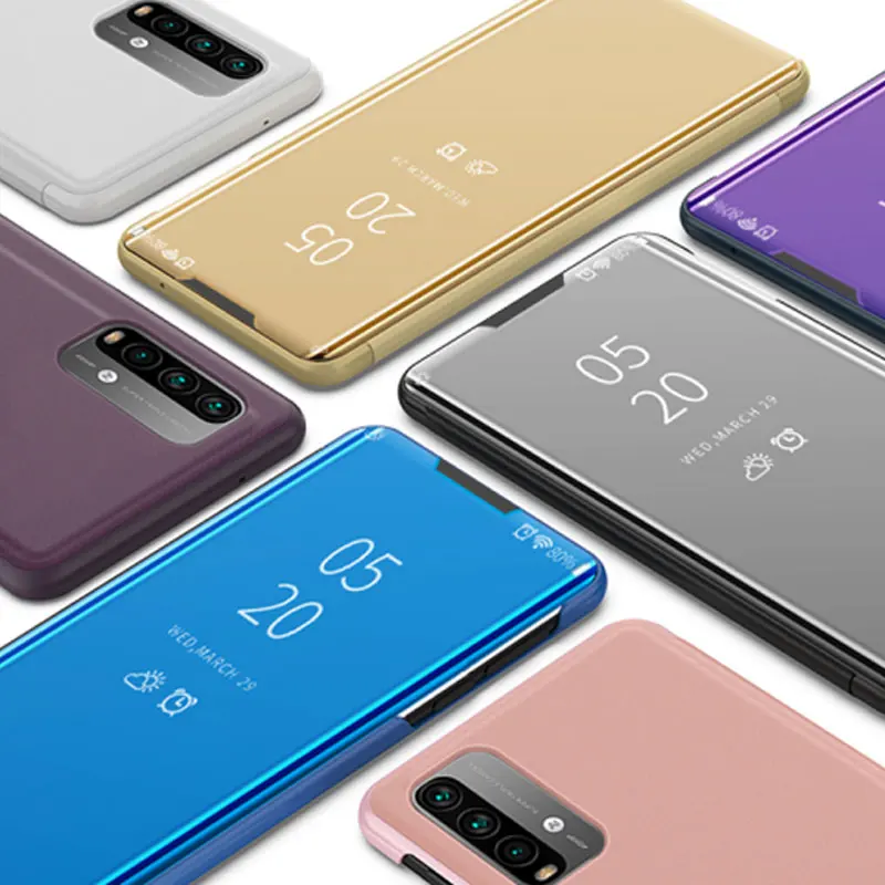 Ogledalo Flip Primeru za Xiaomi POCO M3 Telefon Kritje Luksuzni Plating Stojalo Usnje Primerih za POCO M3 X3 NFC M2 Pro Pokrov 1