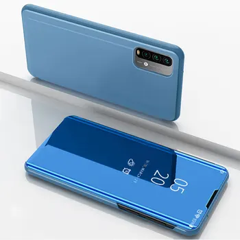 Ogledalo Flip Primeru za Xiaomi POCO M3 Telefon Kritje Luksuzni Plating Stojalo Usnje Primerih za POCO M3 X3 NFC M2 Pro Pokrov 5