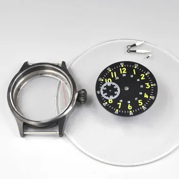 Pazi primeru nastavite 43mm iz Nerjavečega jekla gumb za izbiranje roke Safirno Steklo Fit ST3600 6497/6498 gibanja mehanske ročne ure moške 1