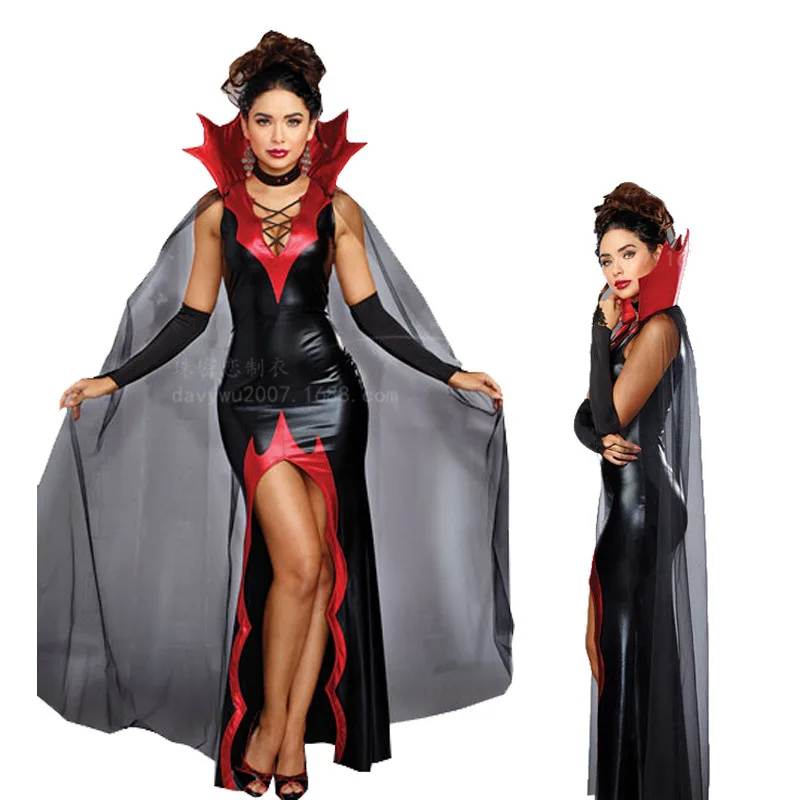 VASHE Halloween Gothic Vampir Vlogo Cosplay Stranka Obleko Odraslih Kraljica Vampir Kostum Obleka Ženska Obleka Vampir 4