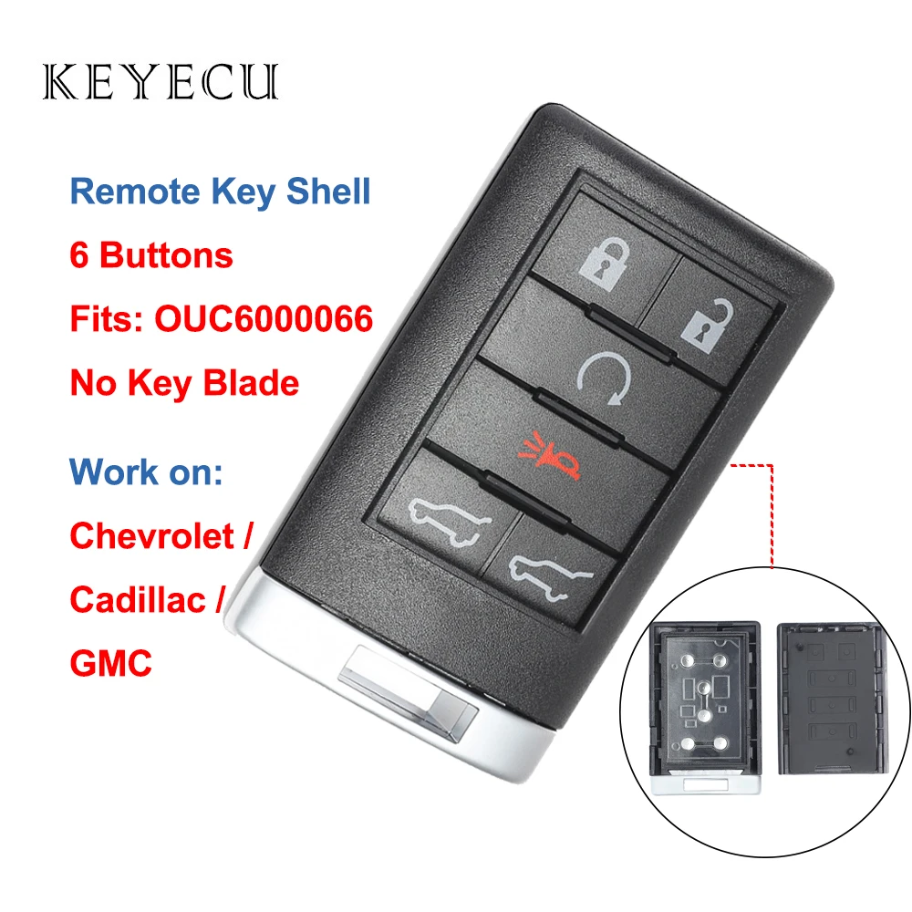 Keyecu 6 Gumbe Vstop brez ključa za Daljinsko Avto Ključ Lupini Primeru za Cadillac Escalade ESV EXT - OUC6000066 ( Brez Tipko Rezilo ) 3