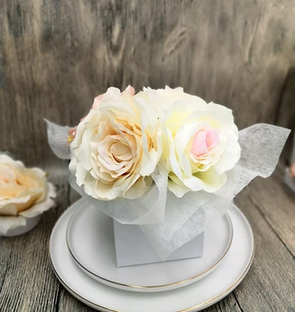 Mini Kvadratni Papir Cvet Škatle s Pokrovom Cvetličarna Vedro Valentinovo Rose Prisotna na Embalaži Polje Home Decor Poroka Dekoracija 17044