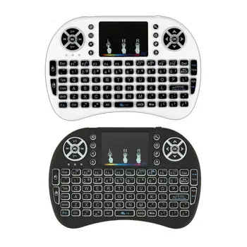 2,4 GHz Mini Brezžična Remote Keyboard z Sledilno Miško za Android TV Box Pisane LED Osvetlitvijo Baterije Li-ionska Baterija 2