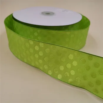 38 MM X 25yards Žično Apple Green Taffeta Traku z tkane pike za Darilni Embalaži,Polje Dekoracijo N1168 3