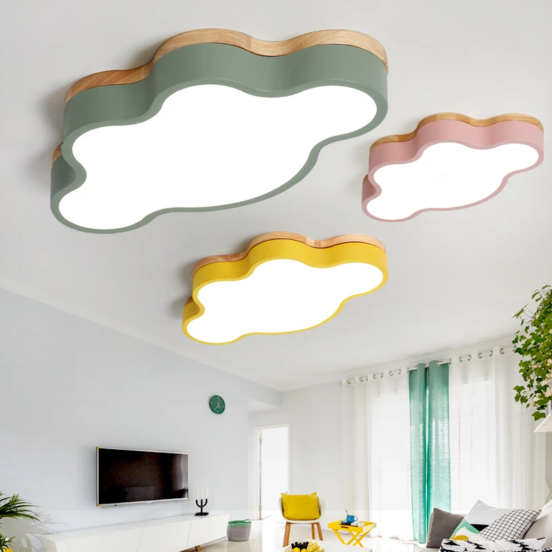 Lesene Oblačno LED Stropne Luči Za Otroka, Sobo, dnevno Sobo v Oblaku Obliko Zatemniti Notranja Stropna Svetilka, svetlobna telesa Luminaria 5