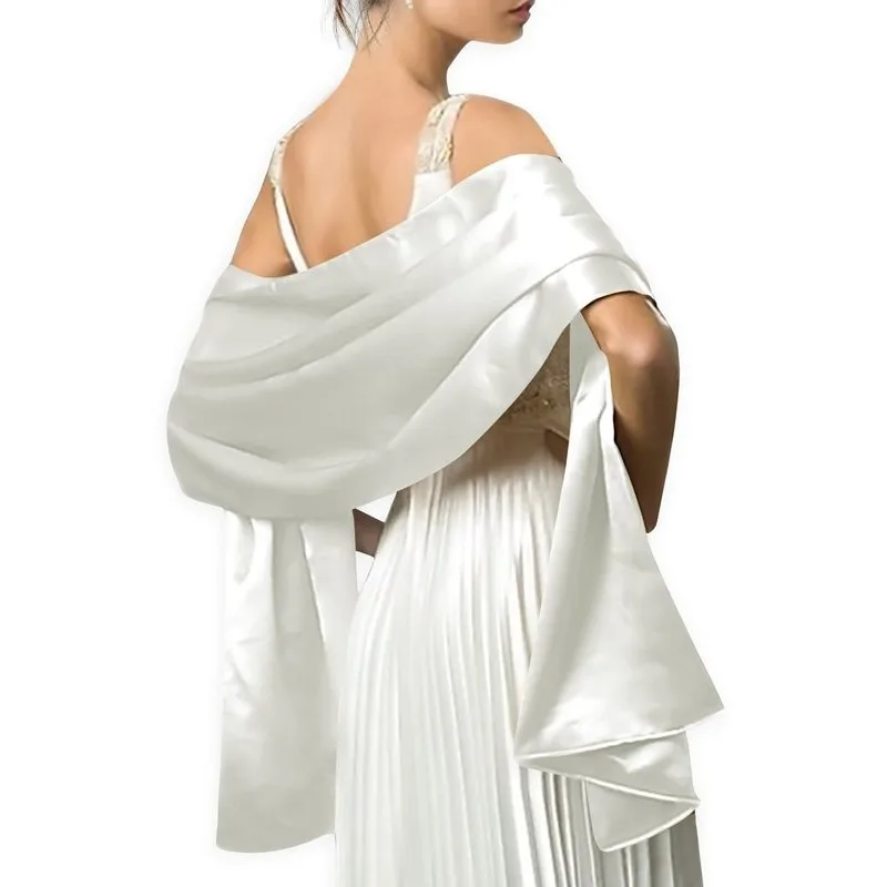 Lepa Ženska, Šal Zaviti Dolgo 200*45 CM Poročne Obleke Beli Saten Obloge in Šali, Custom-made Barve na voljo 5