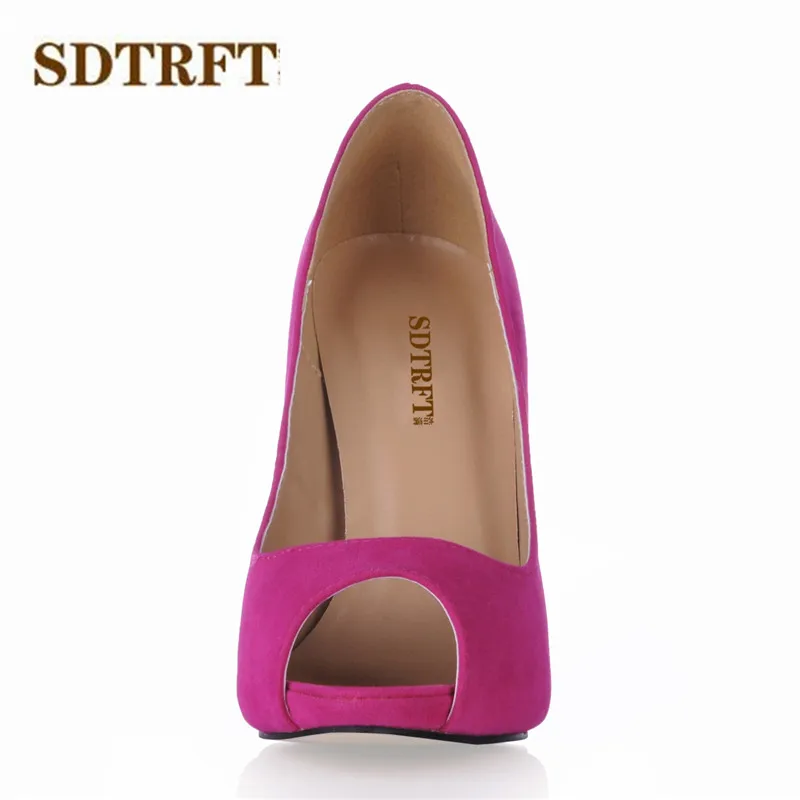 SDTRFT Stilettos zapatos Peep Toe 11 cm Tanke pete ženske Plitvo Usta Jate čevlji ženska Stranka črpalke sapato feminino US10 11 12 3