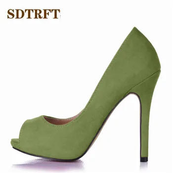 SDTRFT Stilettos zapatos Peep Toe 11 cm Tanke pete ženske Plitvo Usta Jate čevlji ženska Stranka črpalke sapato feminino US10 11 12 1