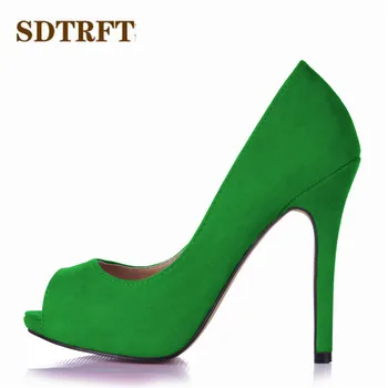 SDTRFT Stilettos zapatos Peep Toe 11 cm Tanke pete ženske Plitvo Usta Jate čevlji ženska Stranka črpalke sapato feminino US10 11 12 2